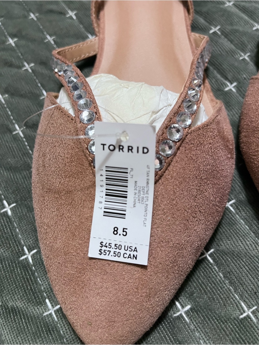 NWT Torrid Suede and Rhinestone Flats - Picture 3 of 4